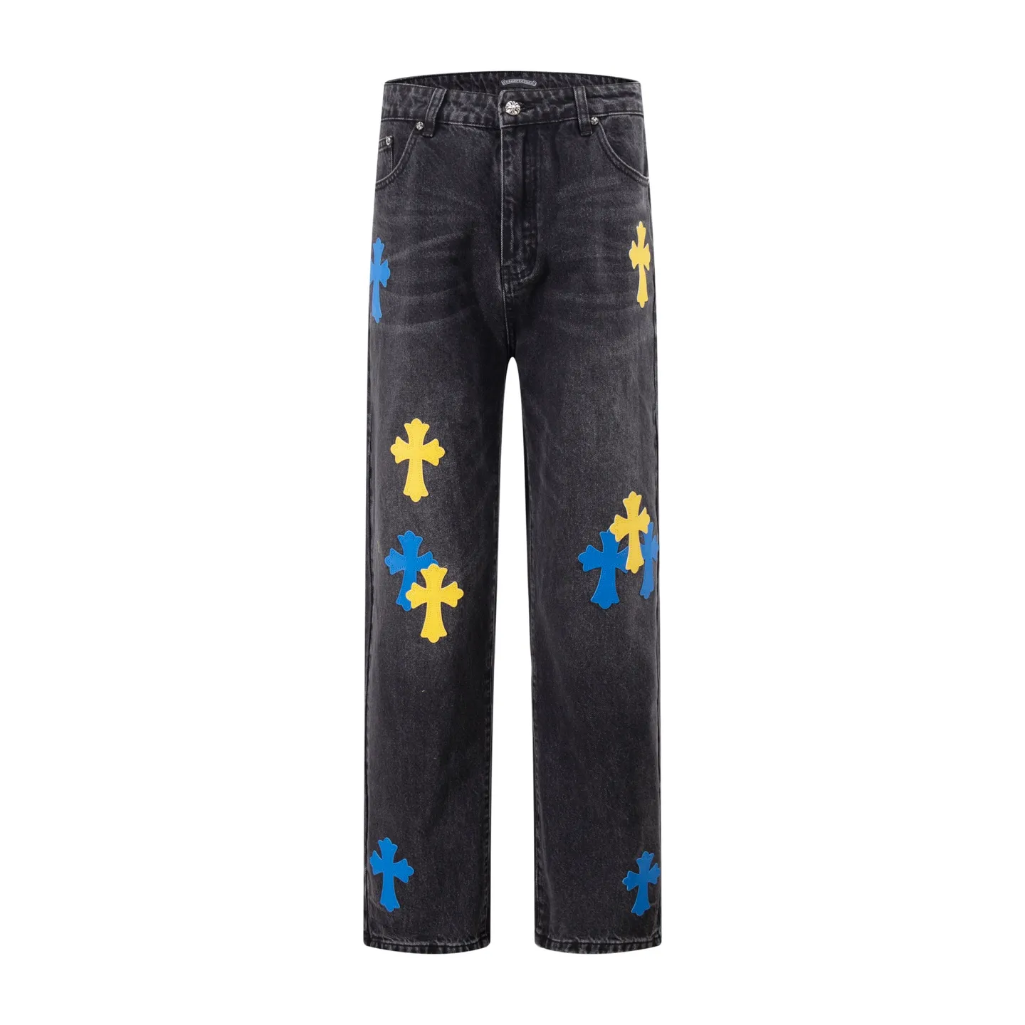 P260 Style number: H80 Croxin & 𝐂𝐡𝐫𝐨𝐦𝐞 𝐇𝐞𝐚𝐫𝐭 ss25 black leather Sanskrit fine jeans. Styles with different washed textures are very friendly to people with thin legs. The slightly flared version perfectly modifies the leg shape. The timeless and moderate length makes it easy to match and match. It is the basis for various styles and is a must-have in your wardrobe! The fabric is stiff but also makes the upper body soft without losing texture. The washing process is even more perfect. It is a must-have item for everyone! ! ! Washed wheat, hang tag, pants label, three labels complete Color: black Size: 30-32-34-36